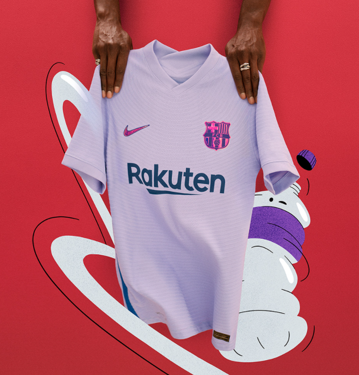 Fresh purple color bring new life to the Barcelona Away Jersey 2021