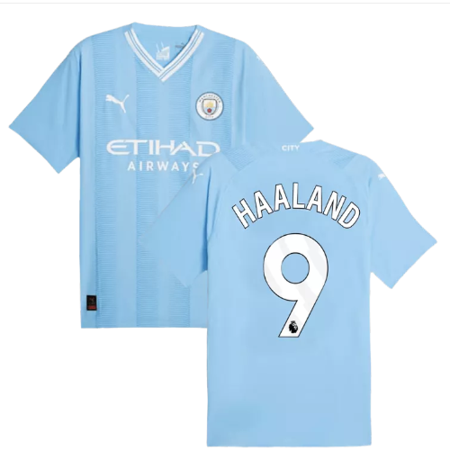 Authentic Manchester City Soccer Jersey HAALAND #9 Home Shirt 2023-24.png