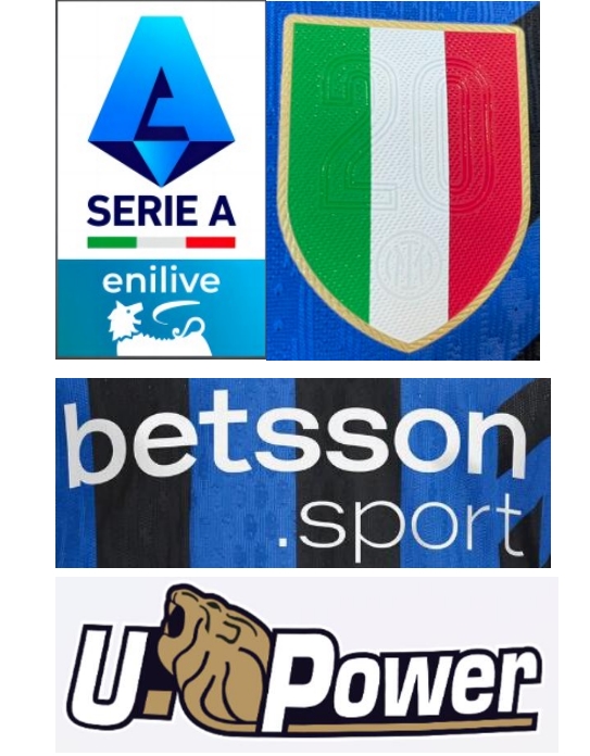 24/25 Serie A & Scudetto(Inter Milan 20) Badge & betsson.sport (home) & U.Power (home)