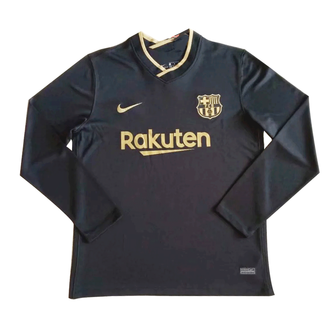 bestsoccerstore 20/21 Barcelona Away Black Long Sleeve Jerseys Shirt Barcelona