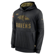 Men's Baltimore Ravens Black 2020 Salute to Service Sideline Performance Pullover Hoodie