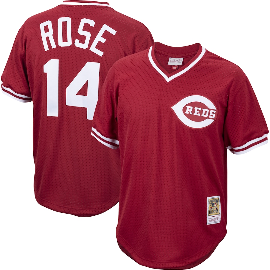 Pete Rose Cincinnati Reds Mitchell & Ness Cooperstown Collection Mesh