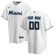 Miami Marlins Nike Home 2020 Replica Custom Jersey - White
