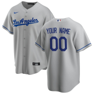 Men's Los Angeles Dodgers Nike Gray Road 2020 Replica Custom Jersey