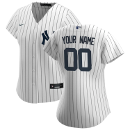 Women's New York Yankees Nike White Navy 2020 Home Replica Custom Jersey