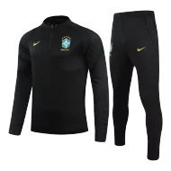 Kid's Nike Brazil Black Zipper Sweat Shirt Kit(Top+Trouser)Soccer Jersey 2021/22 - bestsoccerstore