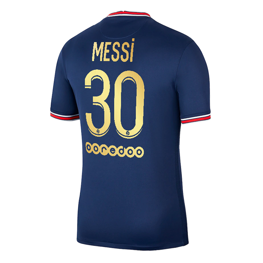 PSG Jersey Custom Home Messi #30 Ballon d'Or Special Gold Font Soccer Jersey 2021/22