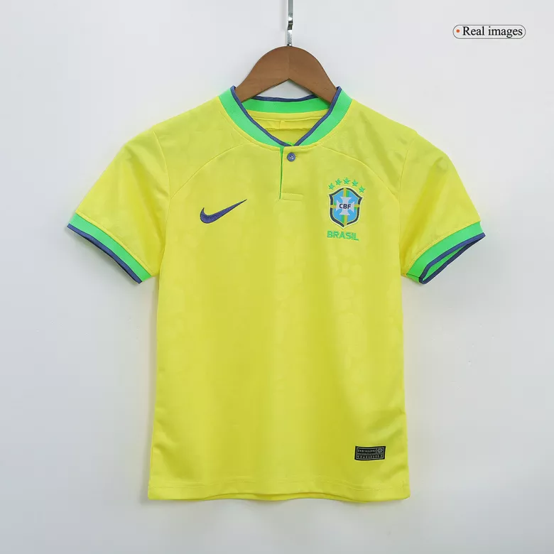 Kid's Brazil Jersey Custom Home Soccer Soccer Kits 2022 - bestsoccerstore