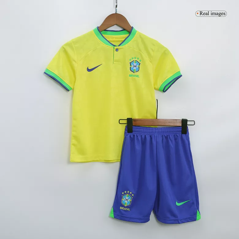 Kid's Brazil Jersey Custom Home Soccer Soccer Kits 2022 - bestsoccerstore
