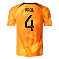 Netherlands Home Soccer Jersey VIRGIL #4 Custom World Cup Jersey 2022 - bestsoccerstore