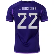 Argentina Away Soccer Jersey Custom L.MARTINEZ #22 World Cup Jersey 2022 - bestsoccerstore