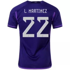 Argentina Away Soccer Jersey Custom L. MARTINEZ #22 World Cup Jersey 2022 - bestsoccerstore