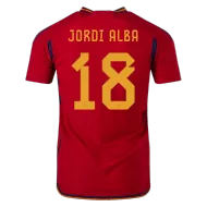 Spain Home Soccer Jersey JORDI ALBA #18 Custom World Cup Jersey 2022 - bestsoccerstore