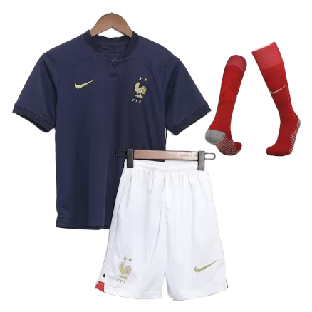 Kid's France Whole Kits Custom Home Soccer 2022 - bestsoccerstore