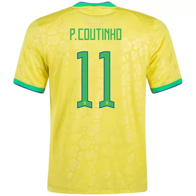 P.Coutinho #11 Brazil Home Soccer Jersey Custom World Cup Jersey 2022 - bestsoccerstore