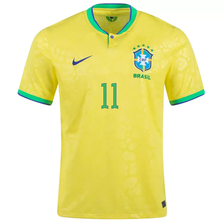 P.Coutinho #11 Brazil Home Soccer Jersey Custom World Cup Jersey 2022 - bestsoccerstore