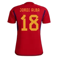 Spain Home Soccer Jersey Custom JORDI ALBA #18 World Cup Jersey 2022 - bestsoccerstore