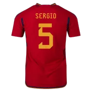 Spain Home Soccer Jersey SERGIO #5 Custom World Cup Jersey 2022 - bestsoccerstore