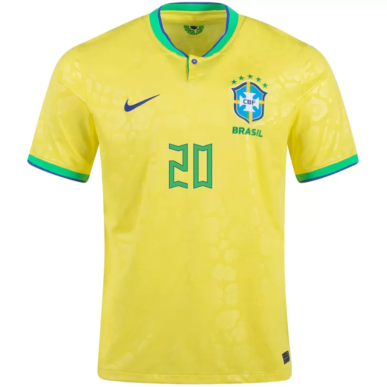 VINI JR #20 Brazil Home Soccer Jersey Custom World Cup Jersey 2022 - bestsoccerstore