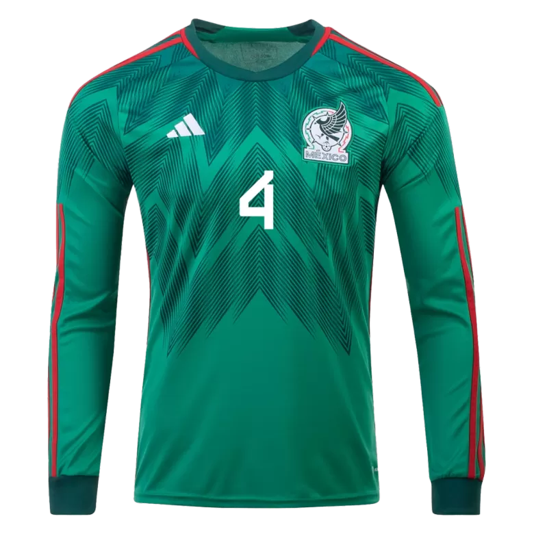 Men's Adidas Green Mexico National Team 2022/23 Home Custom Long Sleeve Replica Jersey Size: Small