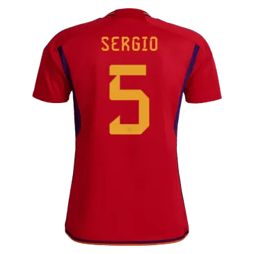 Spain Home Soccer Jersey Custom SERGIO #5 World Cup Jersey 2022 - bestsoccerstore