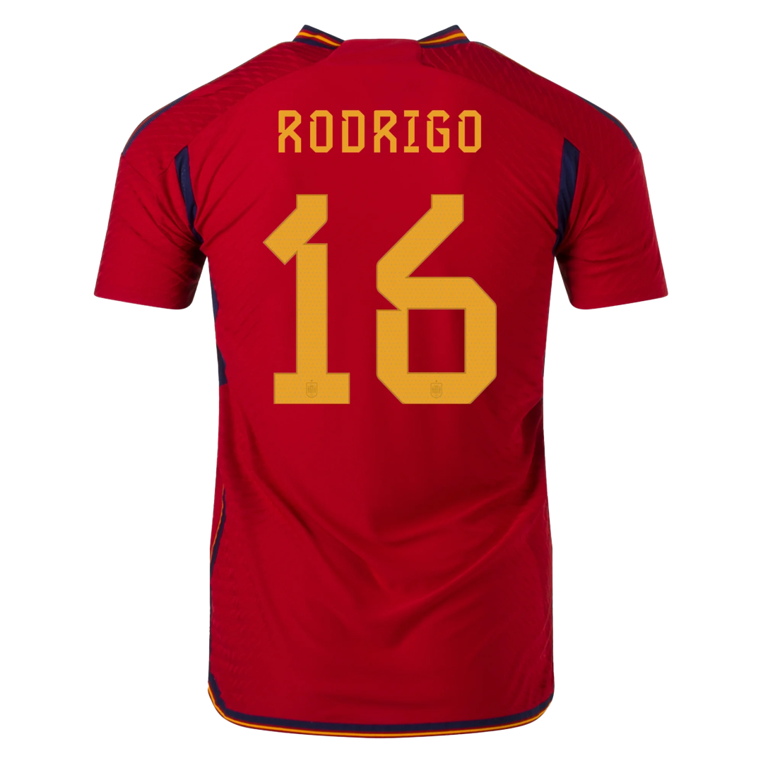 Spain Home Soccer Jersey RODRI 16 Custom World Cup Jersey 2022