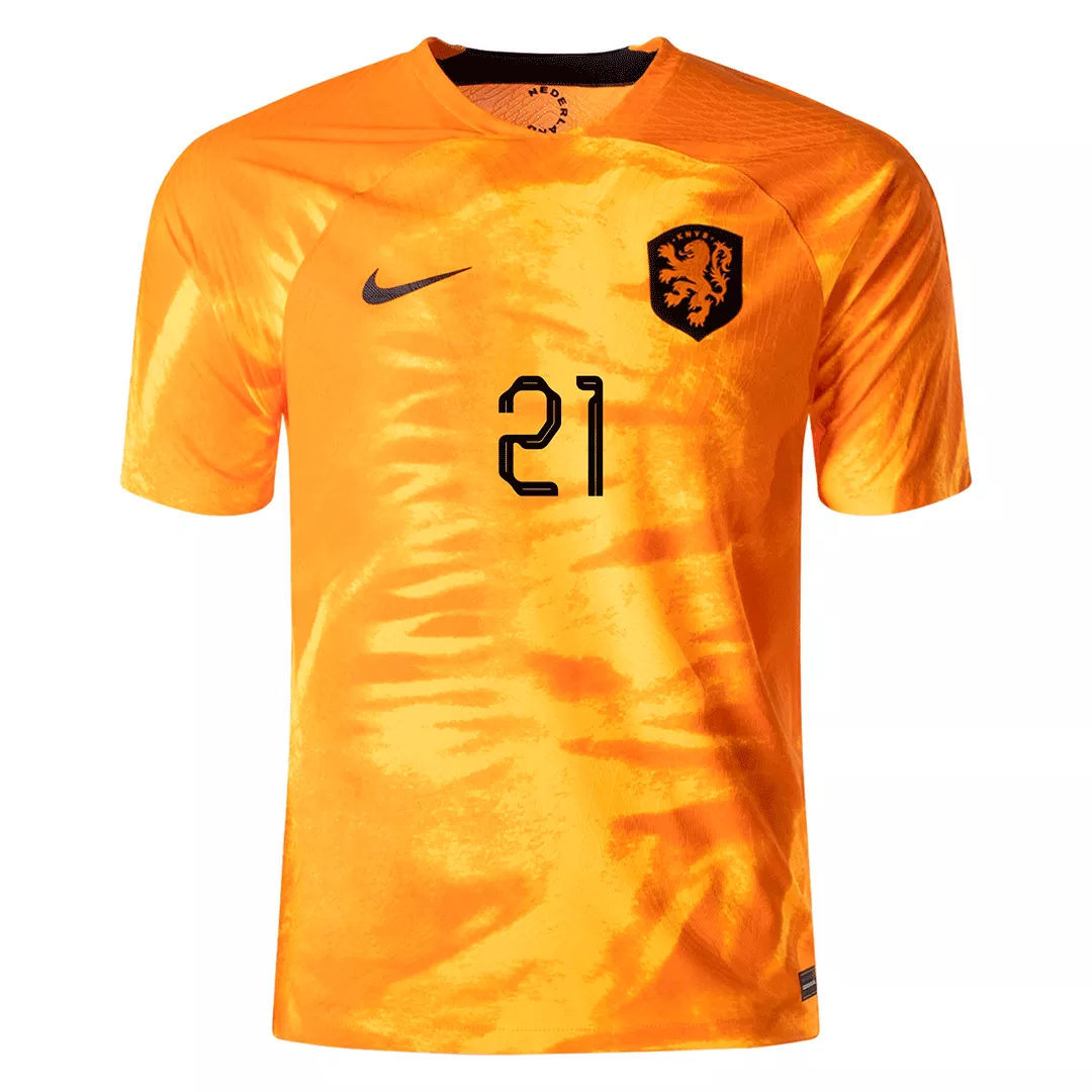 Netherlands Home Soccer Jersey Custom F.DE JONG #21 World Cup Jersey 2022 - bestsoccerstore