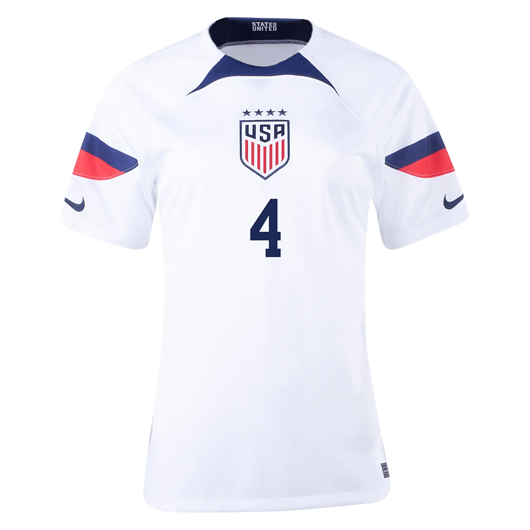 Menselijk ras aangenaam astronomie USA Home Soccer Jersey Custom SAUERBRUNN #4 World Cup Jersey 2022