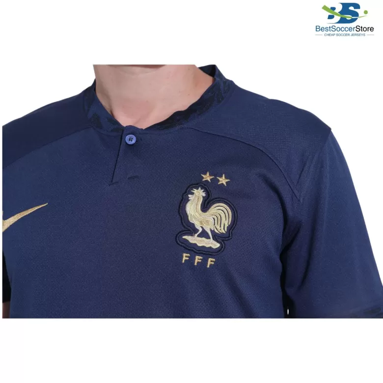 France National Soccer 11 DEMBELE 2022 World Cup Navy Home Replica Jersey