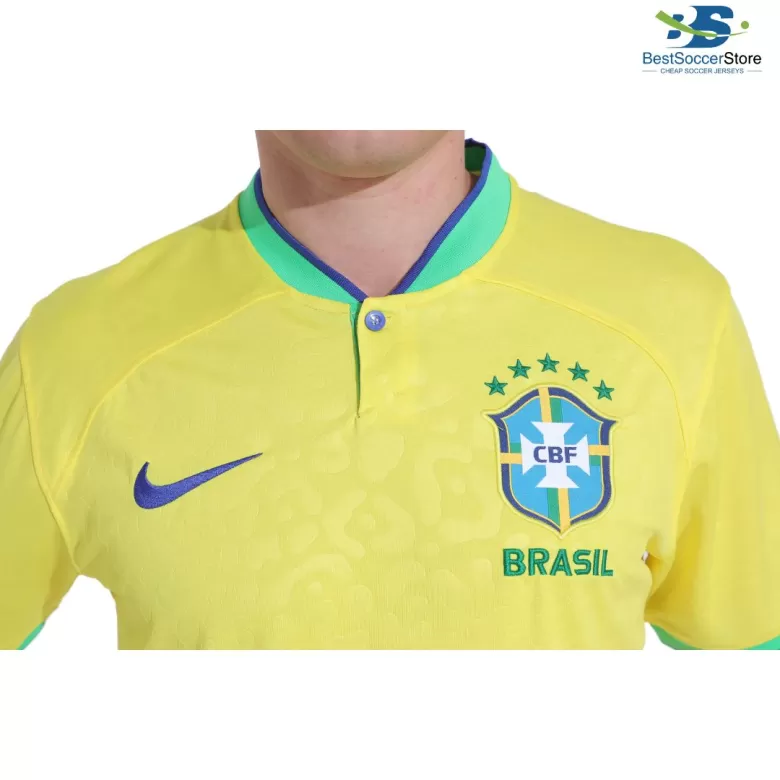 VINI JR #20 Brazil Home Soccer Jersey Custom World Cup Jersey 2022 - bestsoccerstore