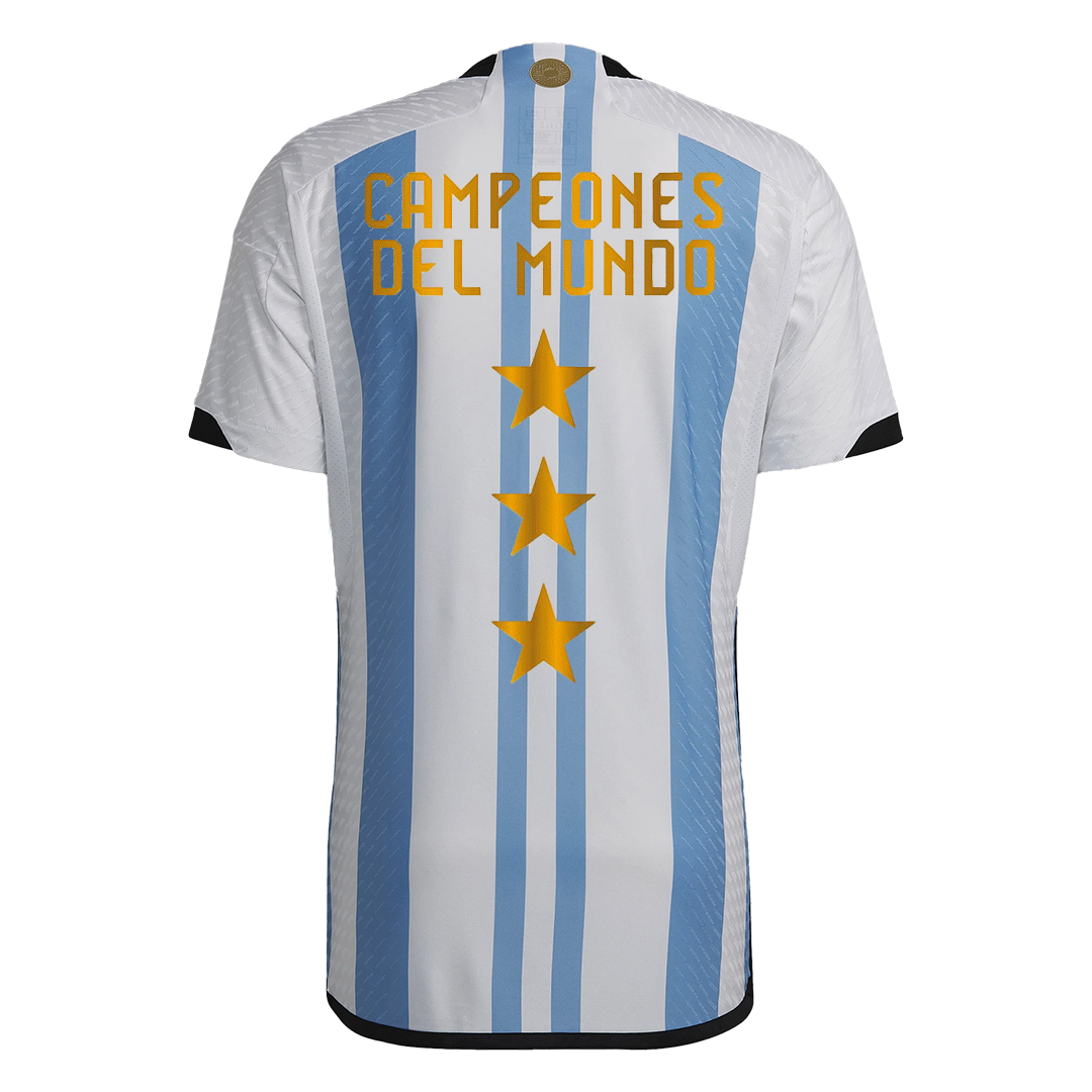 SignMESSI #10 Argentina Soccer Jersey Champions 3 Stars Home Player Version  Custom World Cup Jersey 2022