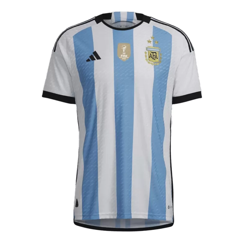 Argentina Soccer Jersey Champions 3 StarsHome Player Version World Cup Jersey 2022 - bestsoccerstore