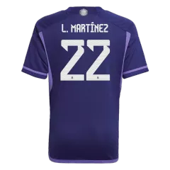 L. MARTINEZ #22 Argentina Soccer Jersey Three Stars Jersey Champion Edition Away Custom World Cup Jersey 2022 - bestsoccerstore