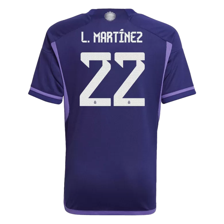L. MARTINEZ #22 Argentina Soccer Jersey Three Stars Jersey Champion Edition  Away Custom World Cup Jersey 2022