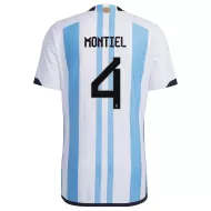 MONTIEL #4 Argentina Soccer Jersey Three Stars Jersey Champion Edition Home Player Version Custom World Cup Jersey 2022 - bestsoccerstore