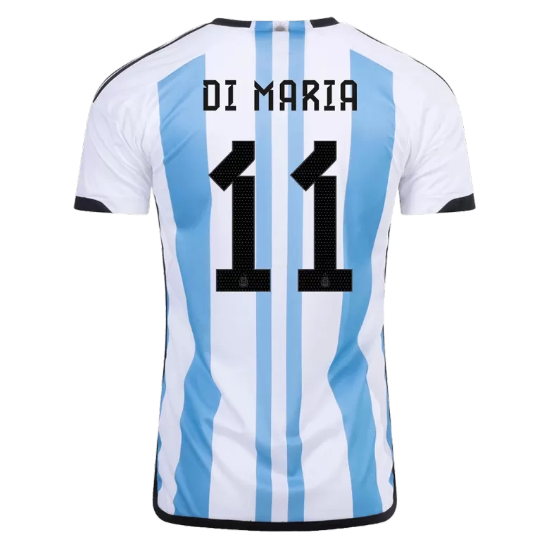 DI MARIA #11 Argentina Soccer Jersey Champions 3 Stars Home Custom World Cup Jersey 2022 - bestsoccerstore