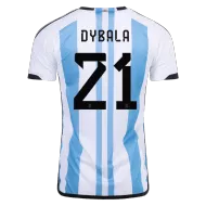 DYBALA #21 Argentina Soccer Jersey Champions 3 Stars Home Custom World Cup Jersey 2022 - bestsoccerstore