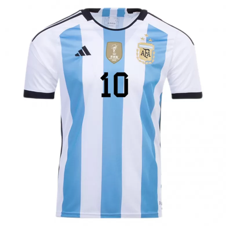 Argentina Champions Three Stars Lionel Messi 10 Youth Away Jersey - Praise  To Heaven