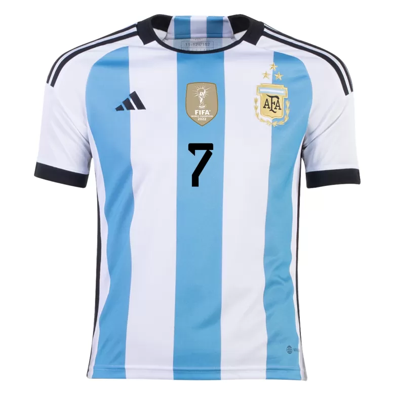 DE PAUL #7 Argentina Soccer Jersey Champions 3 Stars Home Custom World Cup Jersey 2022 - bestsoccerstore