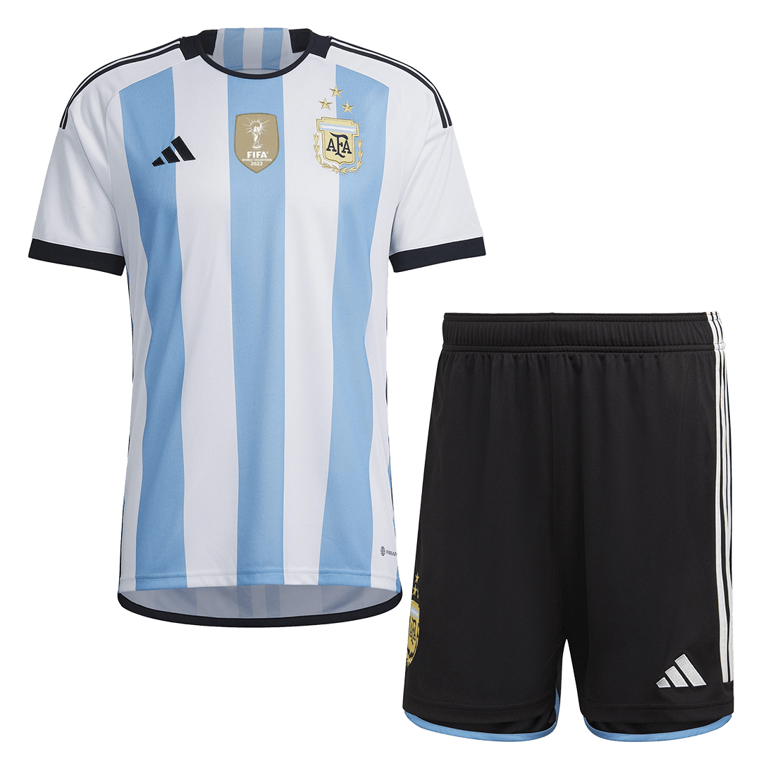 Adidas Argentina Lionel Messi Three Star Home Jersey w/ World Cup Champion Patch 22/23 (White/Light Blue) Size XXL