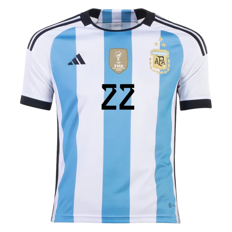 L. MARTINEZ #22 Argentina Soccer Jersey Champions 3 Stars Home Custom World Cup Jersey 2022 - bestsoccerstore