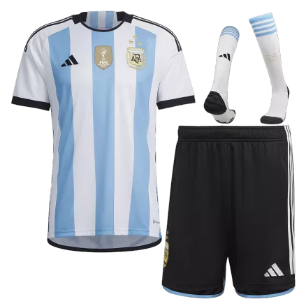 Kid's Argentina Whole Kits Custom Home Soccer 2022 - bestsoccerstore