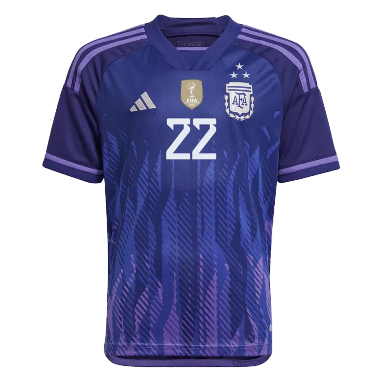 L. MARTINEZ #22 Argentina Soccer Jersey Three Stars Jersey Champion Edition Away Custom World Cup Jersey 2022 - bestsoccerstore