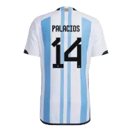 PALACIOS #14 Argentina Soccer Jersey Three Stars Jersey Champion Edition Home Player Version Custom World Cup Jersey 2022 - bestsoccerstore