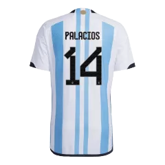 PALACIOS #14 Argentina Soccer Jersey Three Stars Jersey Champion Edition Home Player Version Custom World Cup Jersey 2022 - bestsoccerstore