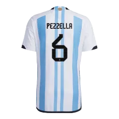 PEZZELLA #6 Argentina Soccer Jersey Three Stars Jersey Champion Edition Home Player Version Custom World Cup Jersey 2022 - bestsoccerstore