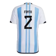 FOYTH #2 Argentina Soccer Jersey Three Stars Jersey Champion Edition Home Player Version Custom World Cup Jersey 2022 - bestsoccerstore