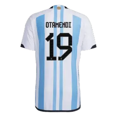 OTAMENDI #19 Argentina Soccer Jersey Three Stars Jersey Champion Edition Home Player Version Custom World Cup Jersey 2022 - bestsoccerstore