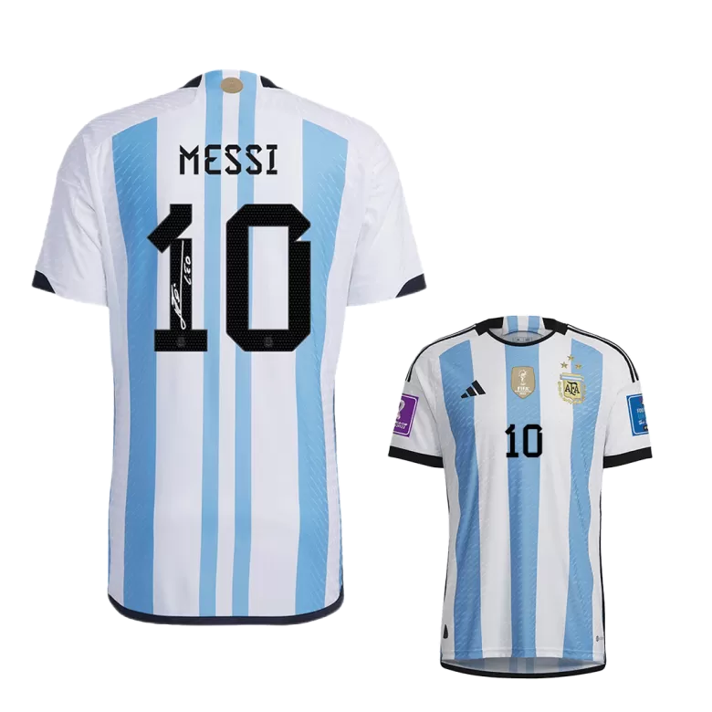 SignMESSI #10 Argentina Soccer Jersey Champions 3 Stars Home