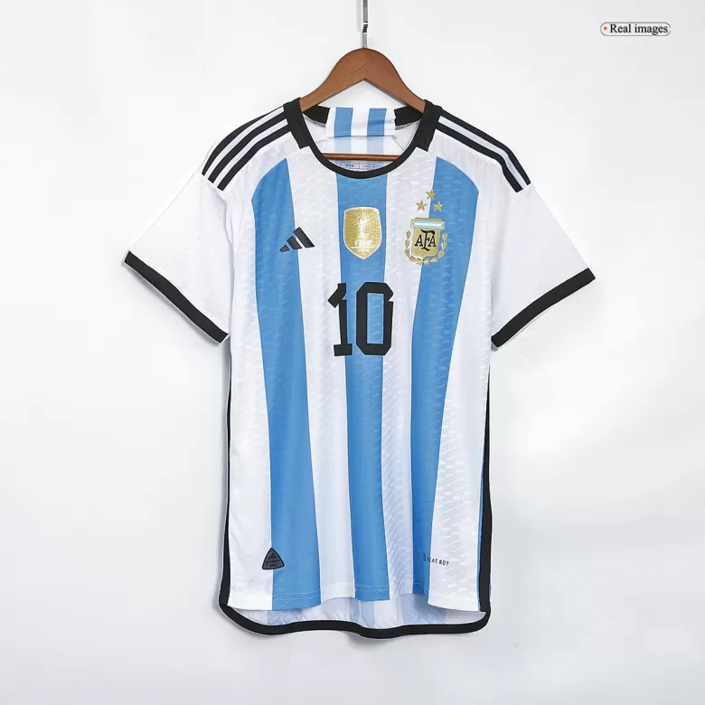 Argentina Away Jersey -LARGE - FIFA World Cup 2022 - Messi #10 - 3 Star  Edition